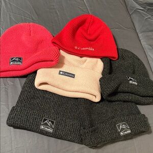 Columbia Beanie Collection - Red, Pink, Black, Cream